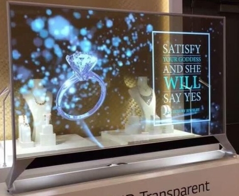 Shopping Mall Video Wall Glass Window Led Display 1R1G1B ISO14001 63775dots/ M2