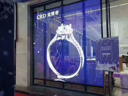 Wall / Ceiling / Floor Mounted Transparent LED Screen For Indoor / Outdoor