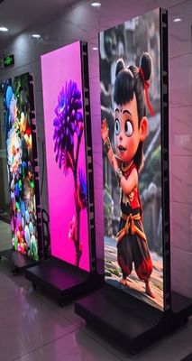 HD Indoor P2 Advertising LED Poster Video Display Digital Player Portable Wheel Move