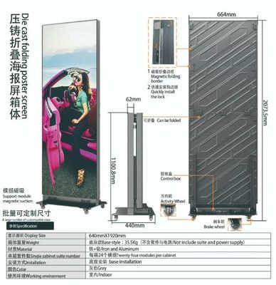 HD Ultra-thin P1.86 Foldable LED Poster Screen Advertising Video Player Light Up Poster