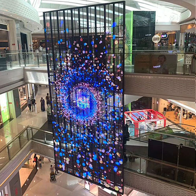 Embedded Transparent Glass LED Screen 3.91mm-7.82mm Building Advertising