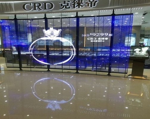 Shopping Mall Video Wall Glass Window Led Display 1R1G1B ISO14001 63775dots/ M2