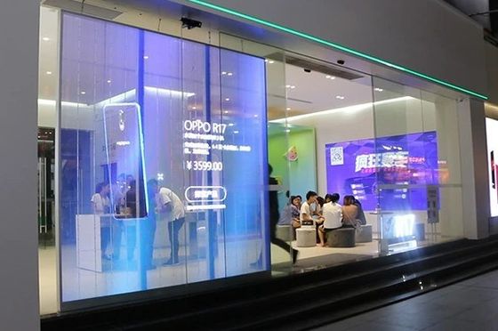 ISO14001 Interactive Creative Transparent Led Window Display ODM For Shopping malls