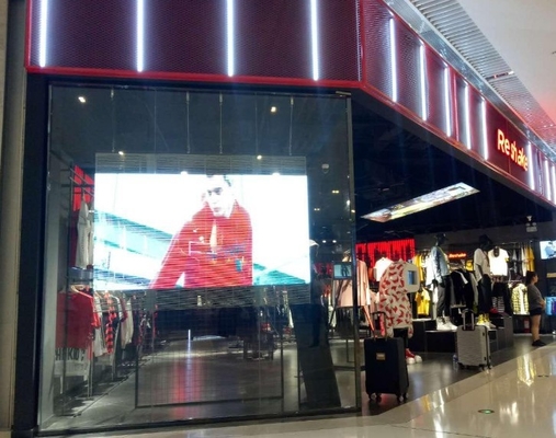 P7.8mm RGB 3IN1 Transparent Glass Led Screen Advertising Display 1000cd