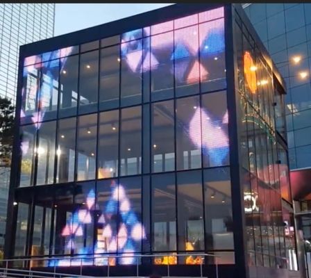 Durable & Easy Maintenance P3.91mm SMD1921 Transparent Led Display Panel Glass Curtain Wall 1000*500mm
