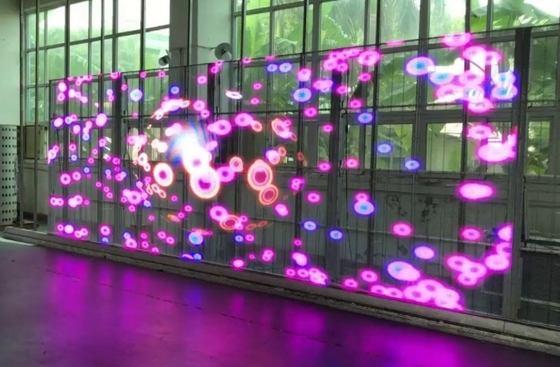 220W/ M2 Transparent LED Mesh Screen Outdoor Glass Window Display 5000nits 7.8mm
