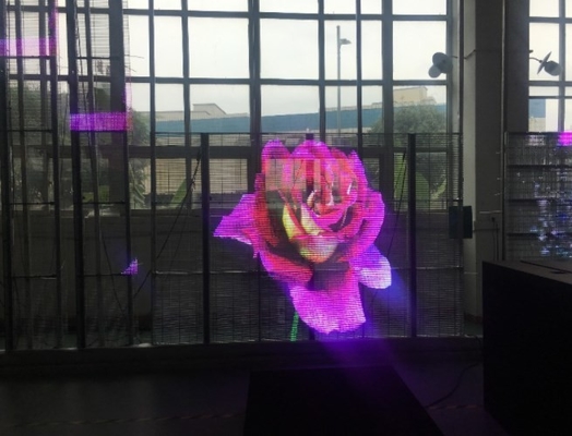 3500cd/ M² Transparent Glass LED Screens Display FCC IP43 12m For Jewelry Store
