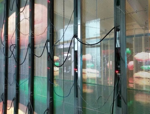 3500cd/ M² Transparent Glass LED Screens Display FCC IP43 12m For Jewelry Store