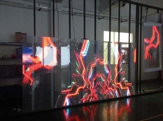 P10.4mm 50*12.5cm Transparent Glass LED Screen Grid Window Display 1000cd/ M²