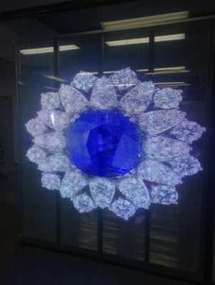 P10.4mm 50*12.5cm Transparent Glass LED Screen Grid Window Display 1000cd/ M²